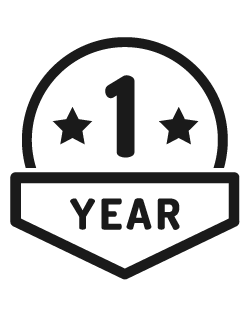 one year guarantee badge with stars